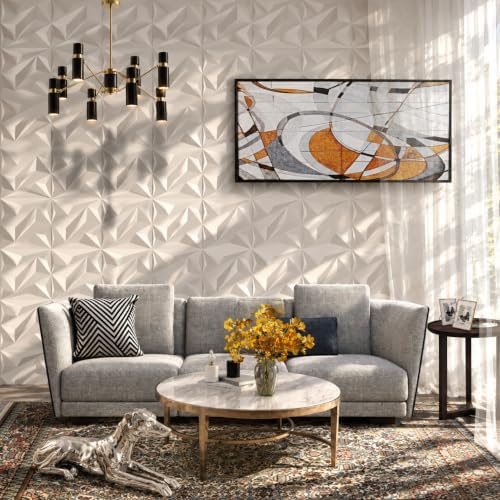3D PVC Wall Panels White Diamond Textured 12x12in 33 Pack - Image 3