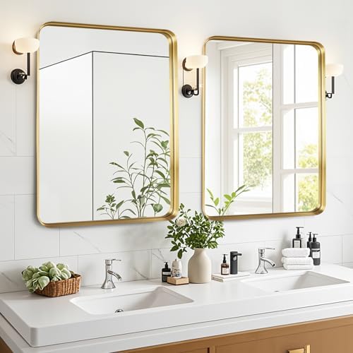 Gold Bathroom Vanity Mirror Over Sink 28X36, Large Wall Mounted Mirror - Image 3