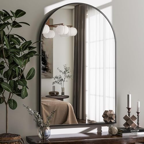 HARRITPURE Arched Wall Mirror 26"x38" Black Arch Bathroom Vanity Mirror by HARRITPUREHome