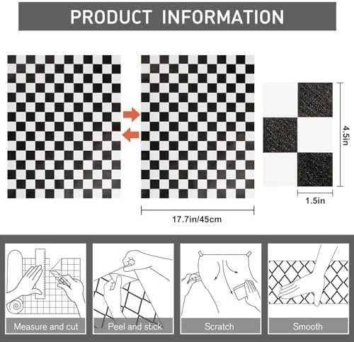 Black and White Contact Paper Checkered Peel and Stick Wallpaper Self Adhesive - Image 3