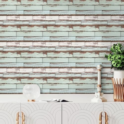 Commomy Faux Wood 3D Wall Sticker Peel and Stick Tiles 10 Pcs 11.8" x 11.8" - Image 3