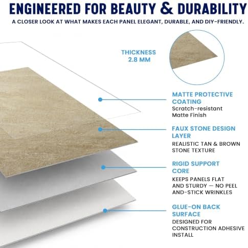 Dundee Deco Faux Stone Wall Panel Sample, Tan Brown, 6x6 in - Image 3