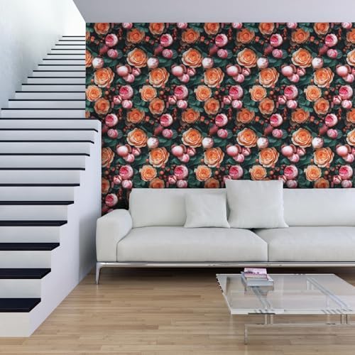 Main Street Peel and Stick Wallpaper Sheets, Fresh Roses - Image 2