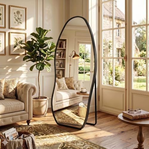 Irregular Full Length Mirror -Black Decor Floor Mirror - Image 3