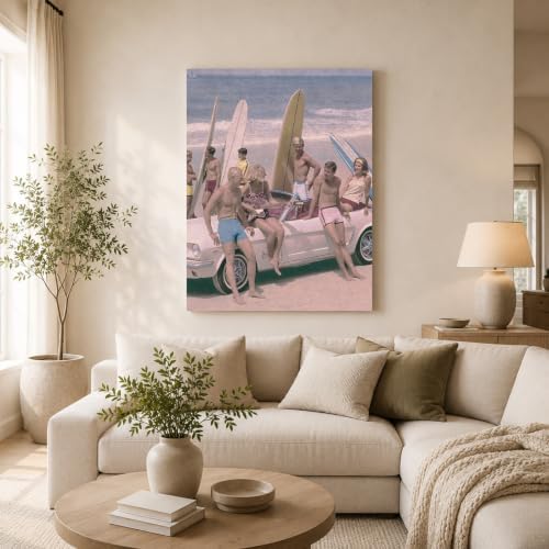 InkFlow Posters Surfers on a Beach Canvas Poster - Image 3