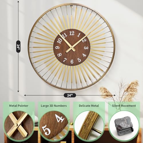 24 Inch Mid-Century Modern Wall Clock - Image 5