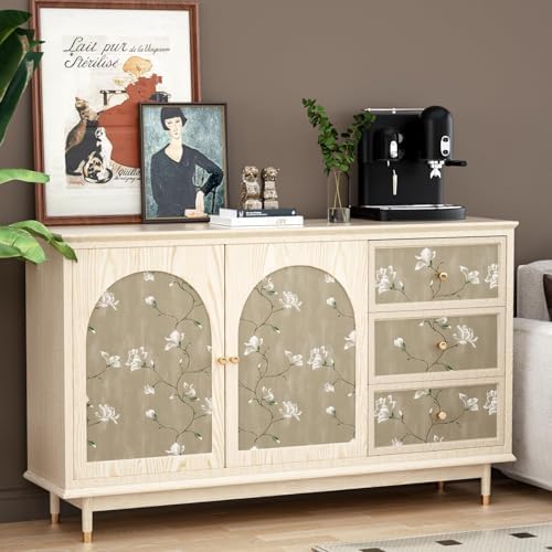 Laatse Vintage Khaki Floral Bird Wallpaper Peel and Stick 17.5" × 393" - Image 5