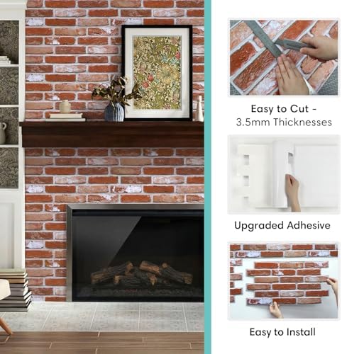 Commomy Faux Brick 3D Wall Panels, Thin UrltraLight PVC 22.8" x 11.8" - Image 5