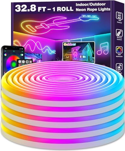 LETIANPAI 32.8Ft Neon Rope Lights, Flexible Led Rope Lights Control by LETIANPAI