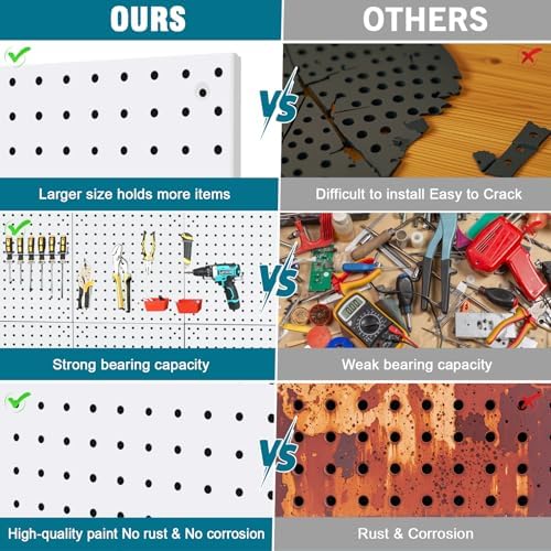 4 Pack Steel Peg Board, Universal 1/8 and 1/4 Pegboard Accessories, Office - Image 5