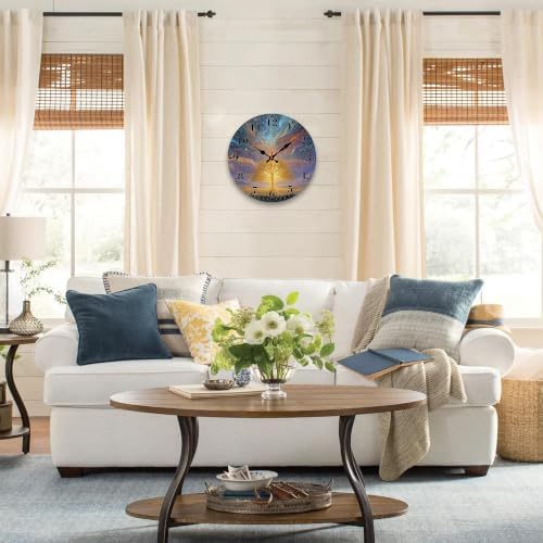 12" Silent Wall Clock, Round Wall Clock, Glowing Life Tree - Image 4