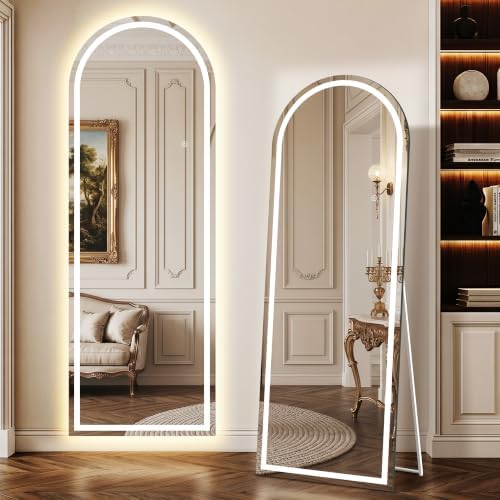 Delma LED Arched Full Length Mirror, Dimmable & 3 Color Lighting, by Delma