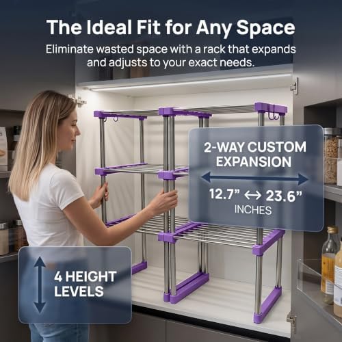 BLULEE Expandable Standing Shelf Unit, Adjustable Storage Rack Purple - Image 4