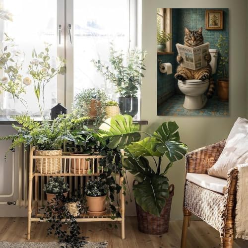Funny Cat Newspaper Poster Morning News Reading Canvas Wall Art - Image 5
