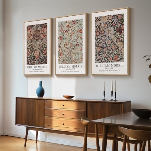 Large Framed William Morris Floral Canvas Wall Art - Image 4