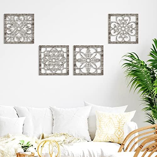 Yulejo 4 Pieces Thicken Rustic Wall Decor Farmhouse Wall Art Decor Wooden - Image 5