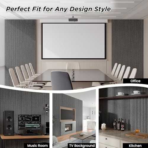 SMARTSTANDARD Acoustic Wall Panels, 4 Piece 106" x 12.6" Soundproof Slat Wall - Image 3