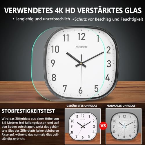 Small Wall Clock, 8 Inch Silent Non Ticking Battery Operated Clock, Square - Image 5