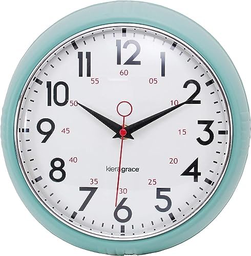 4 Pack Kiera Grace Retro Decorative Analog Round Wall Clock, 9.5" D x 2" W - Image 2