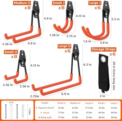 42-Pack Heavy Duty Wall Mount Garage Hooks - Image 2