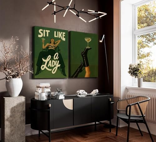 3Pcs Trendy Bold Feminist Wall Art Green Vintage Funky Girl Power Poster Woman - Image 3