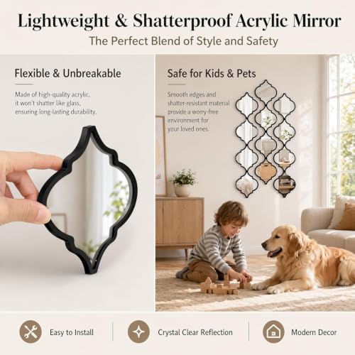 12Pcs Black Acrylic Mirrors for Wall Decor - Image 4