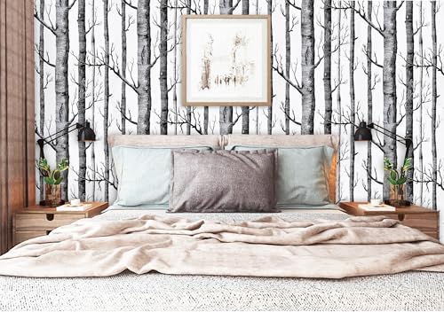 17.7" x 787" Birch Tree Wallpaper Peel and Stick Wallpaper - Image 3