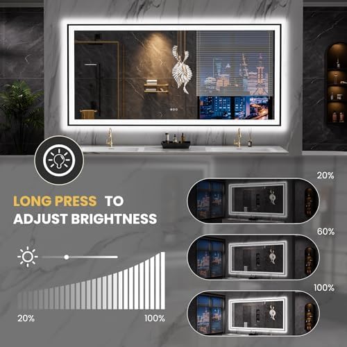 LOAAO 84"X32" LED Bathroom Mirror Black Framed - Image 3