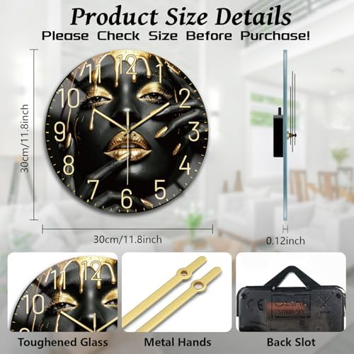 peacoblue Gilded Face Art Wall Clocks Battery Operated - Image 2