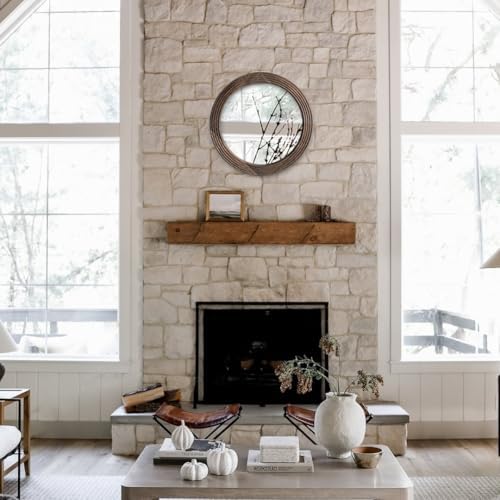 LOSOUR Round Mirror, Farmhouse Decor Solid Wood Frame Wall Circle Mirror - Image 7