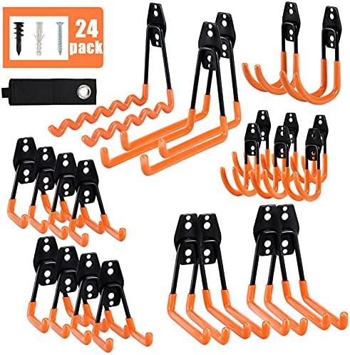AOBEN 24PCS Garage Hooks, Heavy Duty Double Garage Hanger Organizer Wall Mount by AOBEN