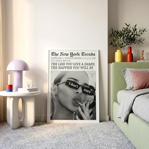 Trendy Black and White Newspaper Wall Art 8x10 in White Framed Vintage Magazine - Image 2