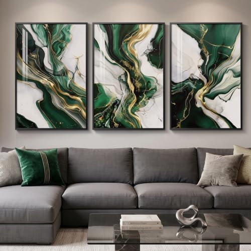 Large Framed Green Abstract Wall Art by Cuspin