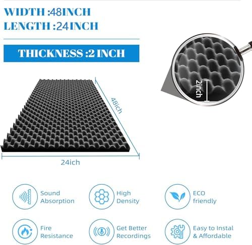 1 Pcs Sound Proof Foam Panels |48"×24"×2" Quick-Recovery Soundproof Wall Panels - Image 2