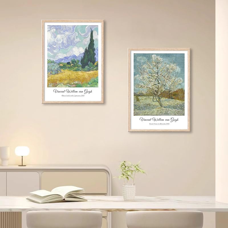 Framed Vincent Van Gogh Canvas Canvas Wall Art, Vintage Landscape Paintings - Image 4