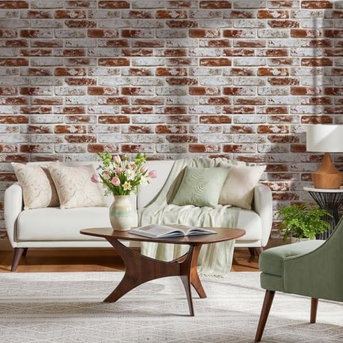 Commomy Faux Brick 3D Wall Panels Peel and Stick 12 pcs of 22.8" x 11.8" - Image 2