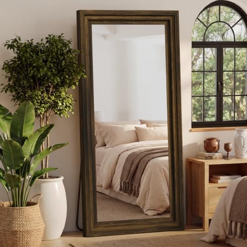 Wood Full Length Mirror 76"x34", Large Solid Wood Frame Floor Mirror - Image 7