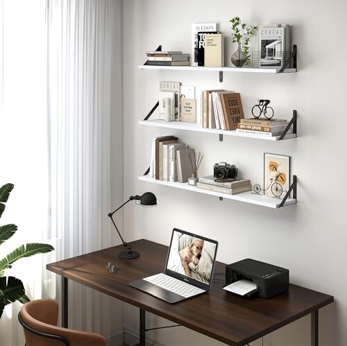 Heimlove Floating Shelves for Wall, 36 Inch Long Wood Floating Bookshelf Set of - Image 3