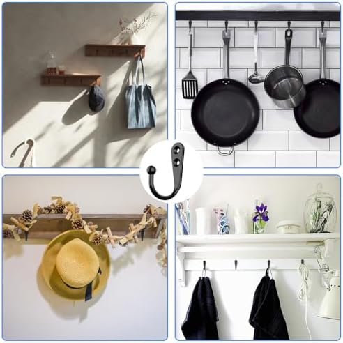 15 Pcs Black Coat Hooks, Wall Hooks - Image 2