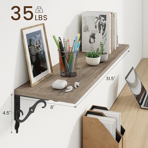 RICHFOCUS Floating Shelves for Wall Decor, 31.5W x 8D Shelves Set of 2 - Image 3
