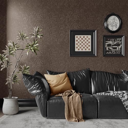 Abyssaly Brown Peel and Stick Wallpaper 15.7" x 393.7" Vintage Embossed - Image 2