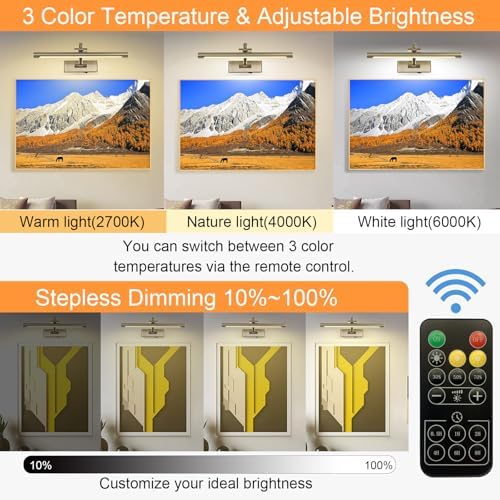 Tassuowell LED Picture Lights for Wall Rechargeable, Battery Operated Art Light - Image 3