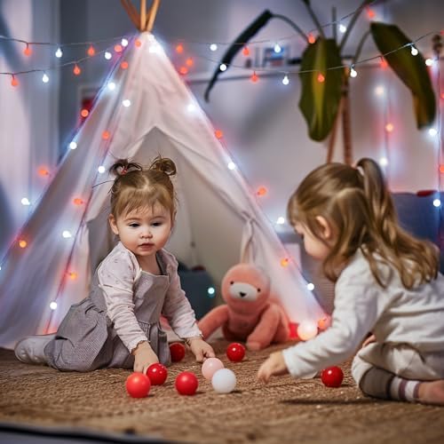 JMEXSUSS Connectable 100 LED Globe Red and White Christmas Lights Indoor - Image 6