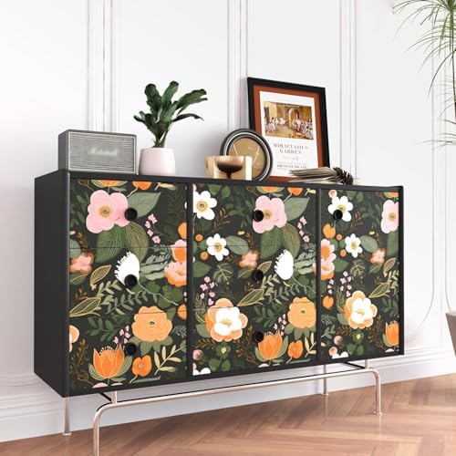 Danodoi Dark Green Vintage Floral Peel and Stick Wallpaper 17.5" x 393" - Image 3