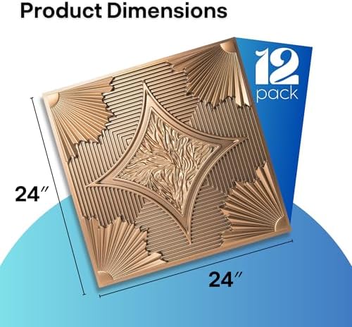 Art3d PVC Drop Ceiling Tiles 24x24 in, 48 Sq.Ft, Classic Bronze - Image 2