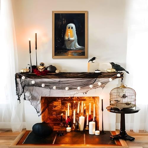 Framed Vintage Halloween Ghost Wall Art - Image 4
