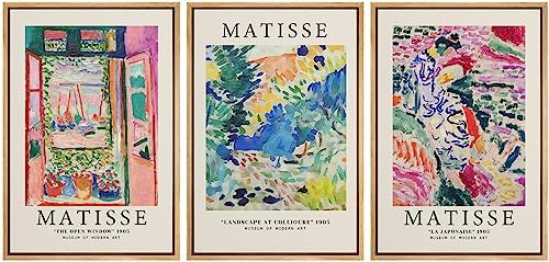 MUDECOR Framed Canvas Print Wall Art Set Henri Matisse Exhibition Posters Fine by MUDECOR