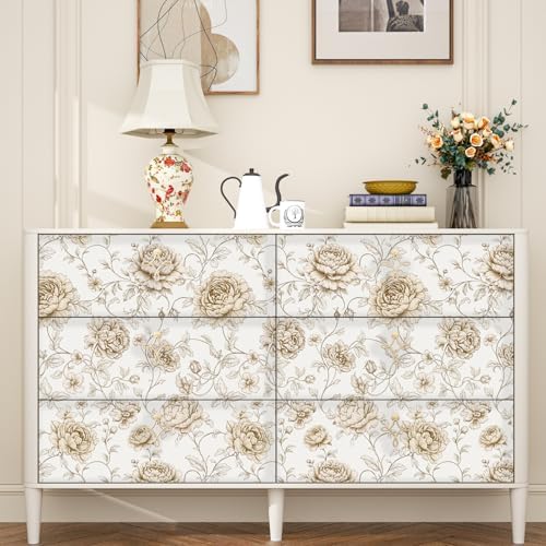 ILHIIOR Beige/White Floral Peel and Stick Wallpaper Boho 17.5 x118 Inches - Image 4