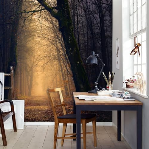 Dark Mist Forest Landscape Mural Forest Trees Peel Off Adhesive Wallpaper - Image 5