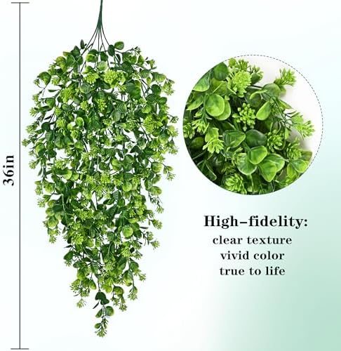 Waipfaru 4Pcs Fake Hanging Plants 3ft Fake Plants Vines Greenery - Image 3